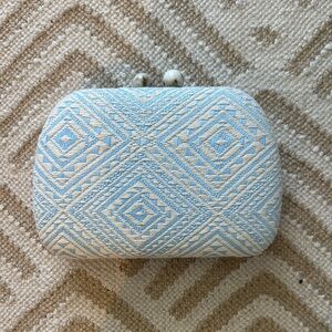 Elegant Blue and Cream Clutch